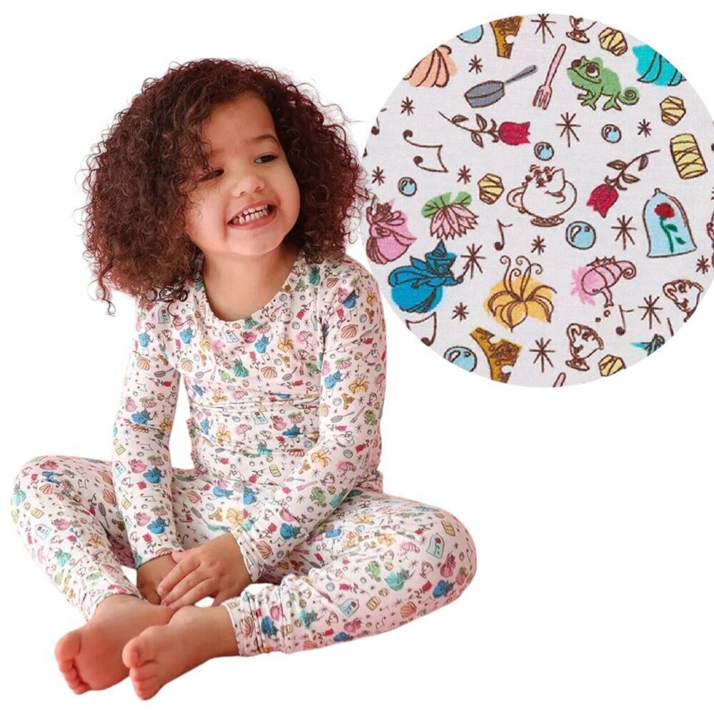 Posh Peanut Disney Princess Friends White 2 piece‎ Pajamas Sz 7Y-8Y Rare NWT NEW